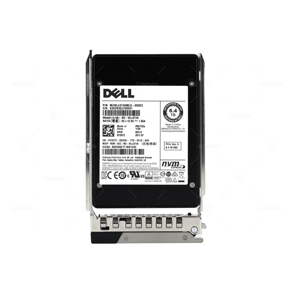 Y3XT2 G14  DELL PM1725A NVME SSD 6.4TB U.2 2.5" SFF FOR DELL POWEREDGE G14